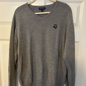 Peter Millar x TaylorMade Gray V-Neck Sweater